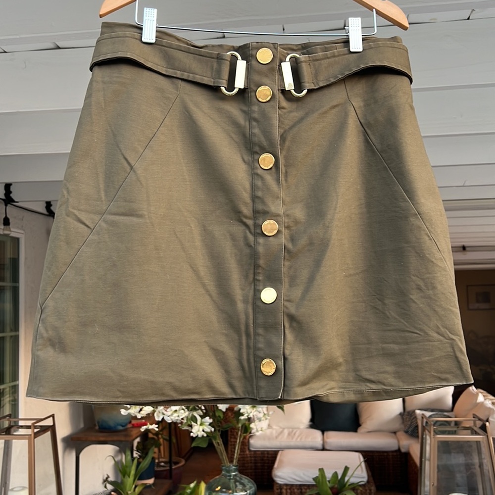 Michael Kors military style army green skirt